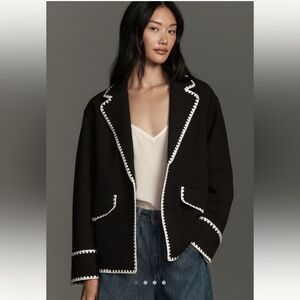 Anthropologie by Dolan Left Coast Ponte Whipstitch Knit Blazer, NWT runs large